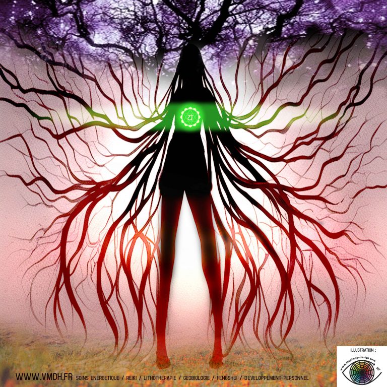 représentation de l'emplacement du chakra du coeur sur le corps humain
